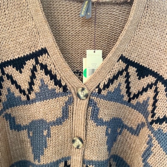 STETSON STEER HEAD CROPPED CARDIGAN WOMENS SIZE MEDIUM - Picture 2 of 7